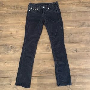 True Religion Velvet Black Straight Leg Pant